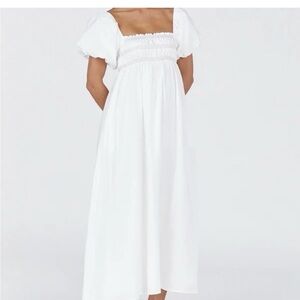 Dissh Bianca white linen midi dress